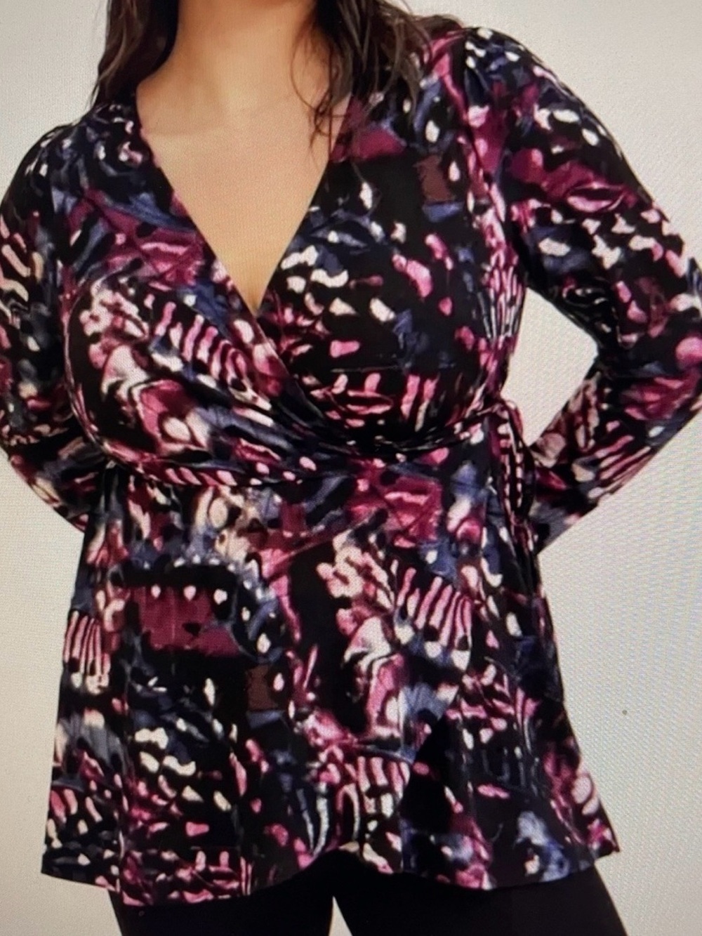 Torrid Studio Knit Watercolor Abstract Surplice Wrap Top | Size 4X 🎨